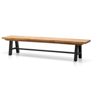 Outdoor Wooden Bench - Natural Top and Black Legs