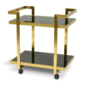 Bar Cart - Tempered Glass - Gold  Base