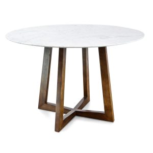 1.15m Round Marble Dining Table - Dark Brown Base