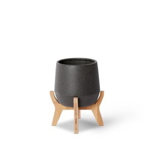 Modern Black Lawson Pot with Stand