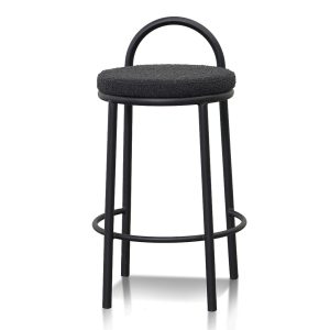 63cm Bar Stool - Black Boucle (Set of 2)